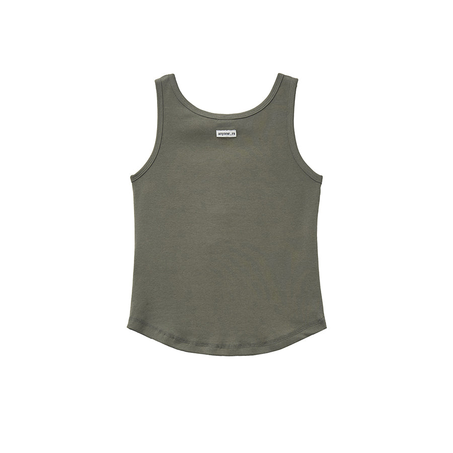 RENSE Button Henley Neck Sleeveless Khaki