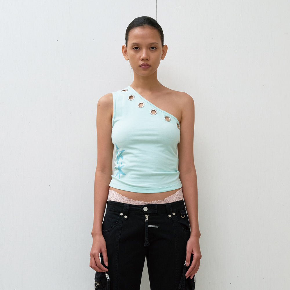 THEVINYLHOUSE EYELET ONE SHOULDER SLEEVELESS (W) MINT