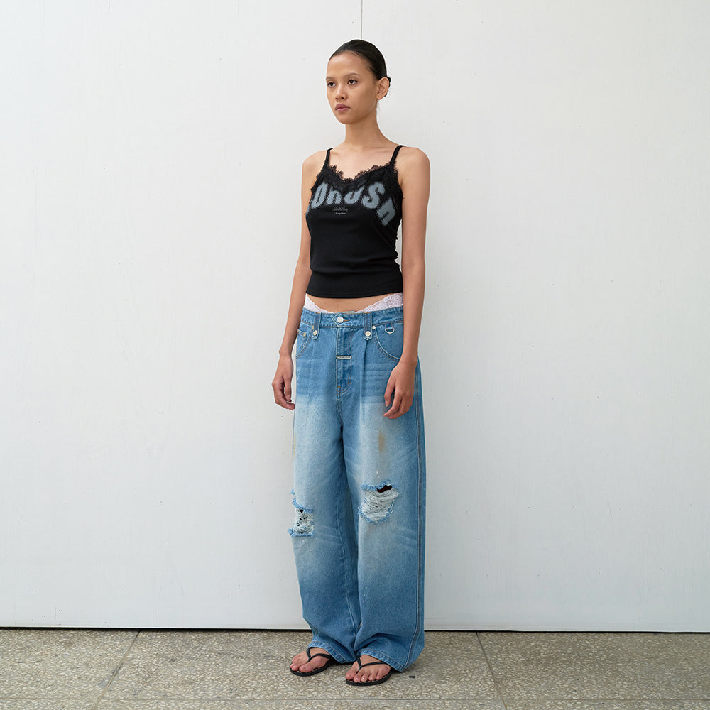THEVINYLHOUSE NO RUSH LACE SLEEVELESS (W) BLACK