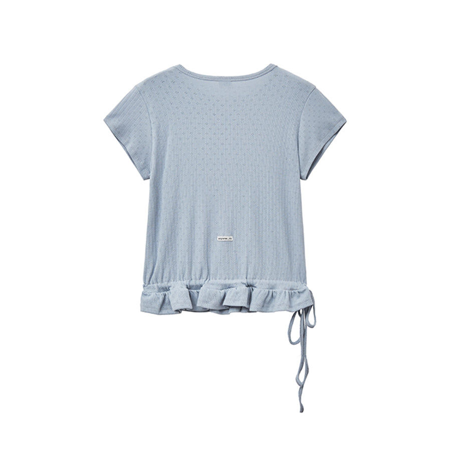RENSE Eyelet Frill Half T-shirt Blue