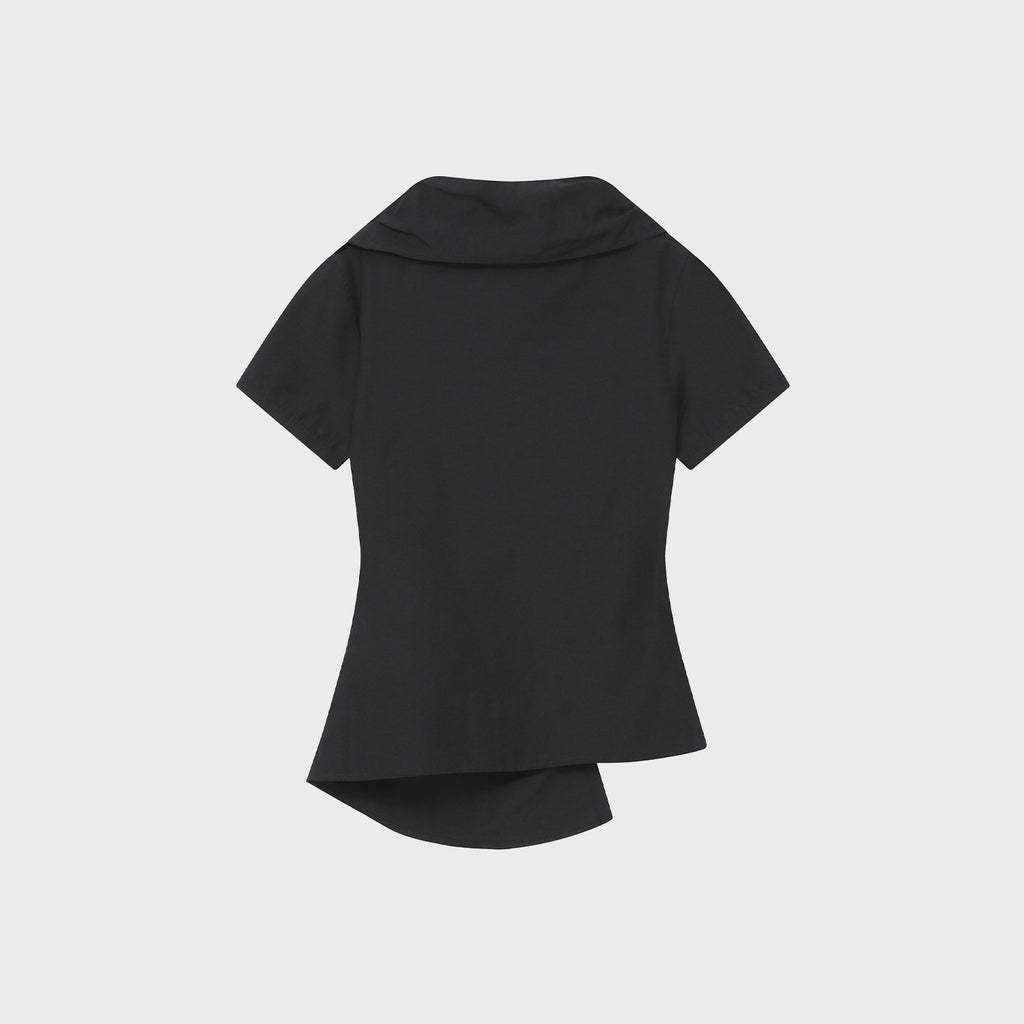 MISEKI SEOUL High neck shirring button shirt BLACK