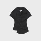 MISEKI SEOUL High neck shirring button shirt BLACK