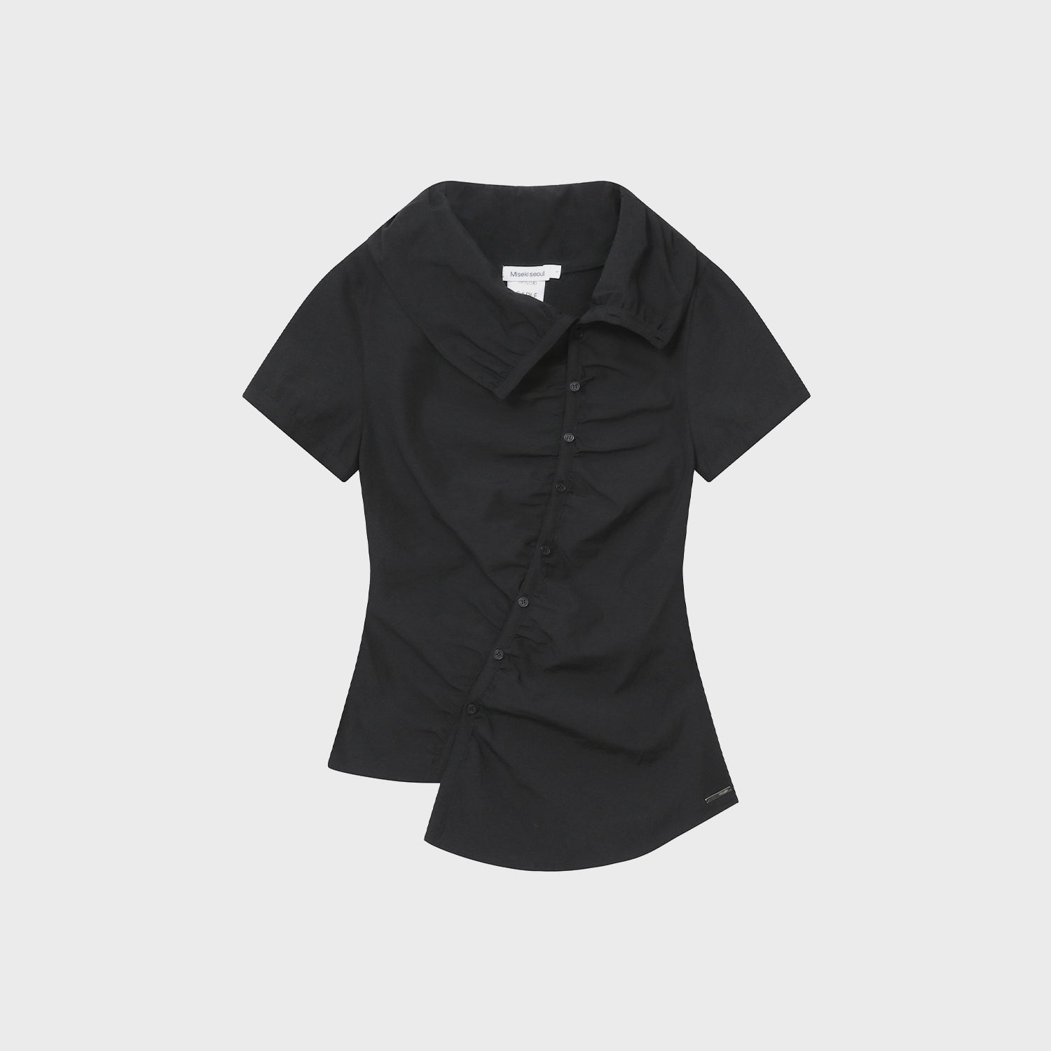 MISEKI SEOUL High neck shirring button shirt BLACK