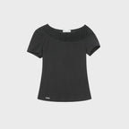 MISEKI SEOUL Sheer shirring layered top CHARCOAL
