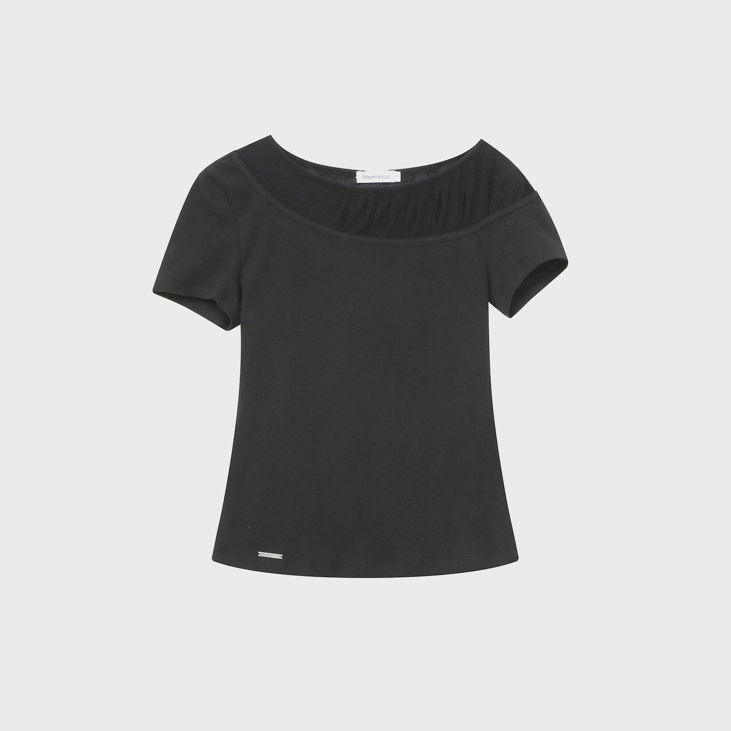 MISEKI SEOUL Sheer shirring layered top CHARCOAL