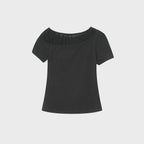 MISEKI SEOUL Sheer shirring layered top CHARCOAL