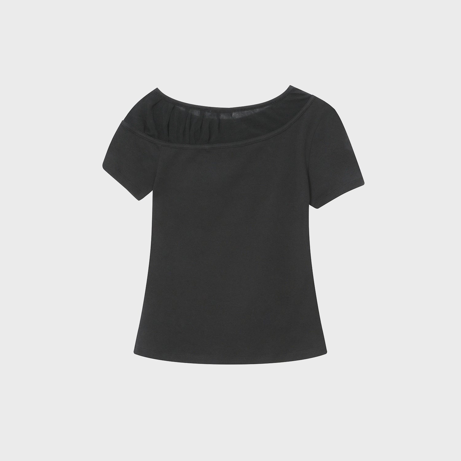 MISEKI SEOUL Sheer shirring layered top CHARCOAL