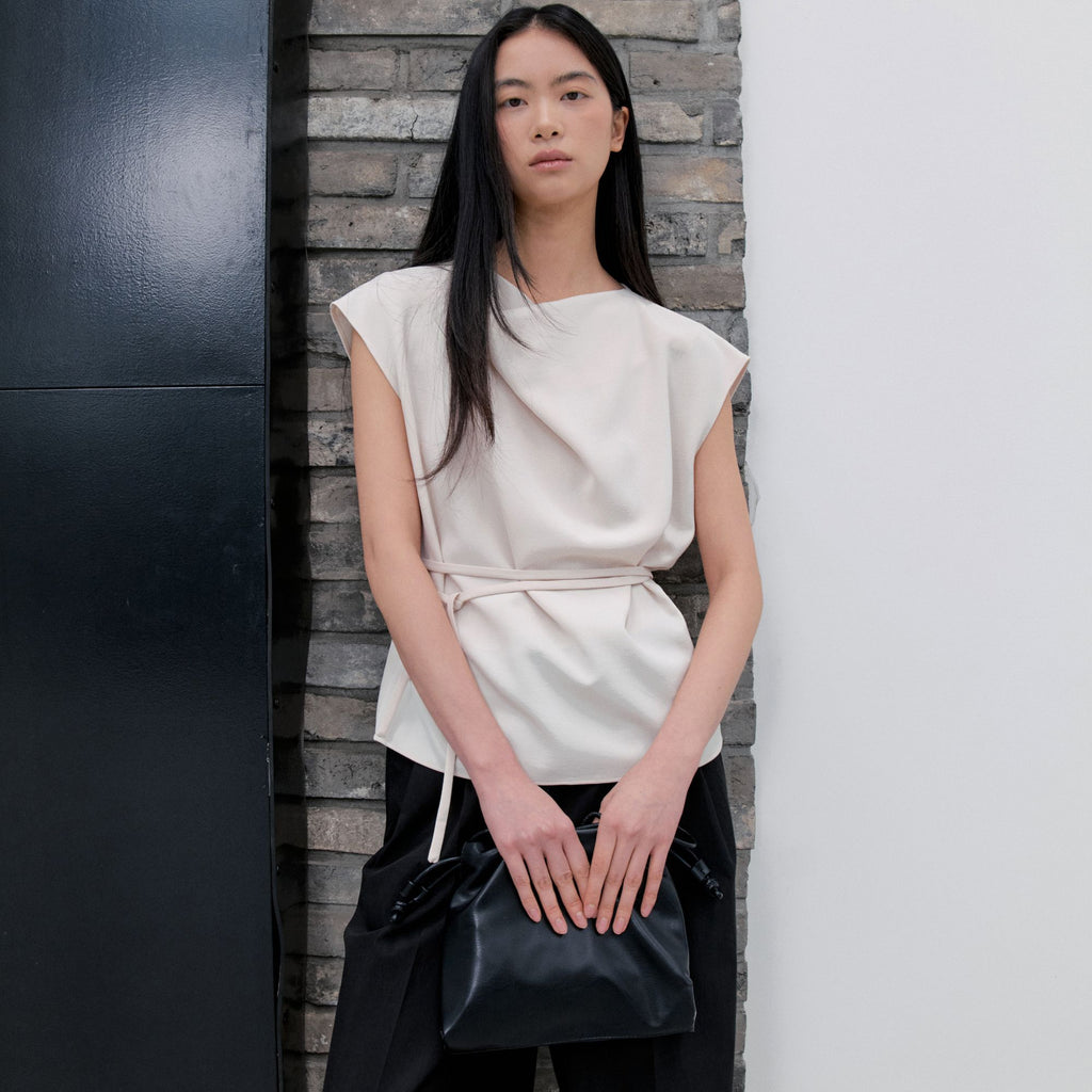NOTIA DRAPE DOLMAN BLOUSE - LIGHT BEIGE