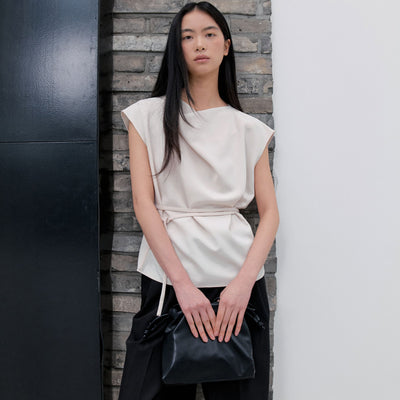 DRAPE DOLMAN BLOUSE - LIGHT BEIGE