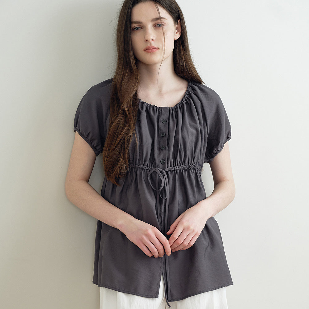 MAKEATOAST STRIPE COZY BLOUSE (DARK GRAY) MBFSTO021DG