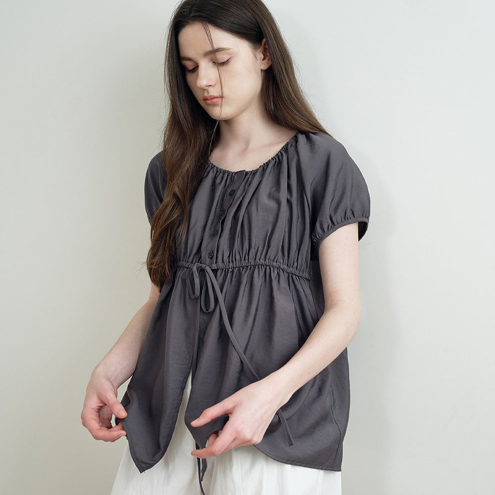 MAKEATOAST STRIPE COZY BLOUSE (DARK GRAY) MBFSTO021DG