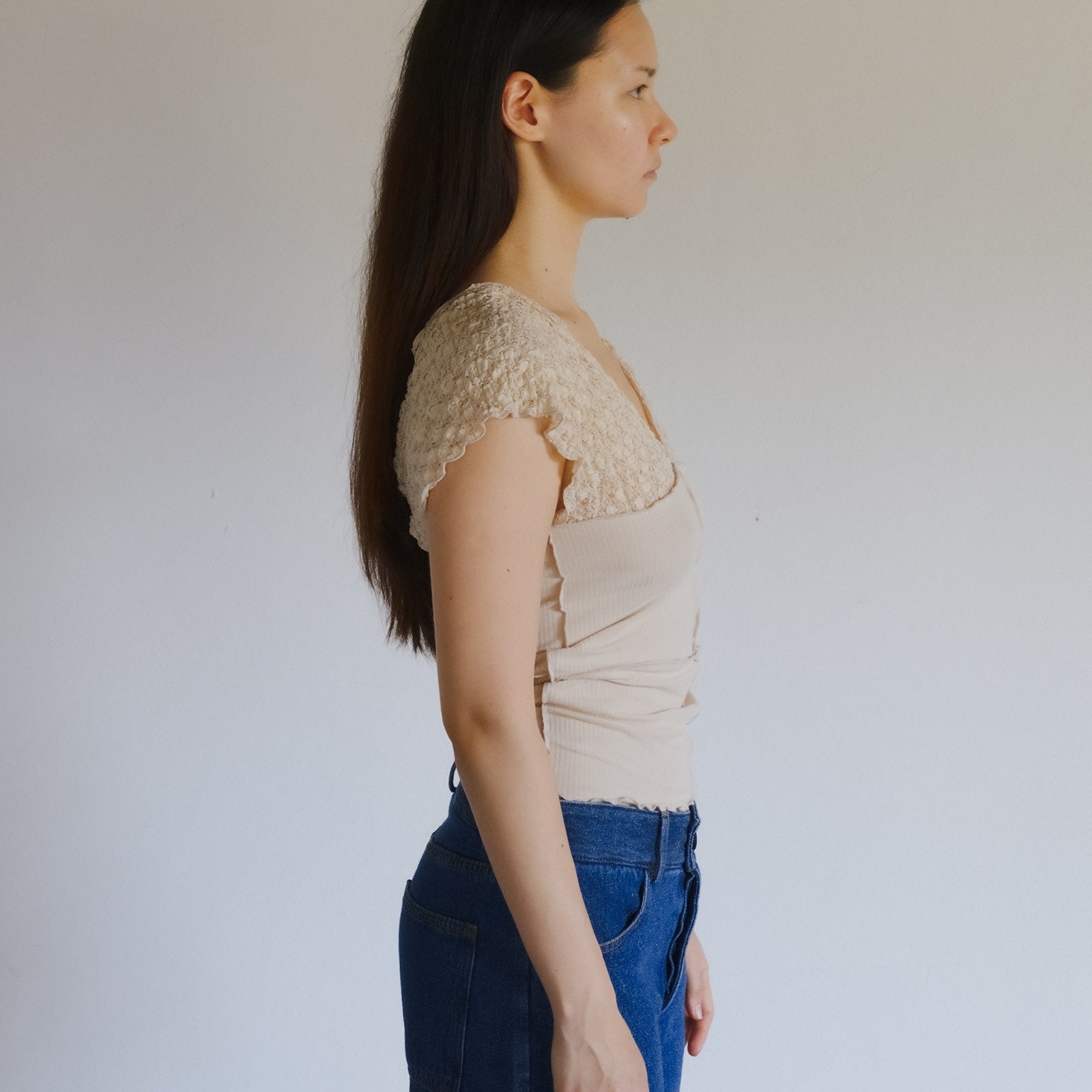 BASERANGE NEHRU TANK (LACE & FINE COTTON RIB)