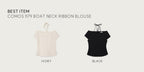 OURCOMOS comos 1179 boat neck ribbon blouse (black)