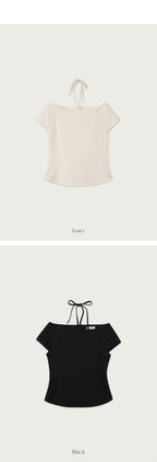 OURCOMOS comos 1179 boat neck ribbon blouse (black)
