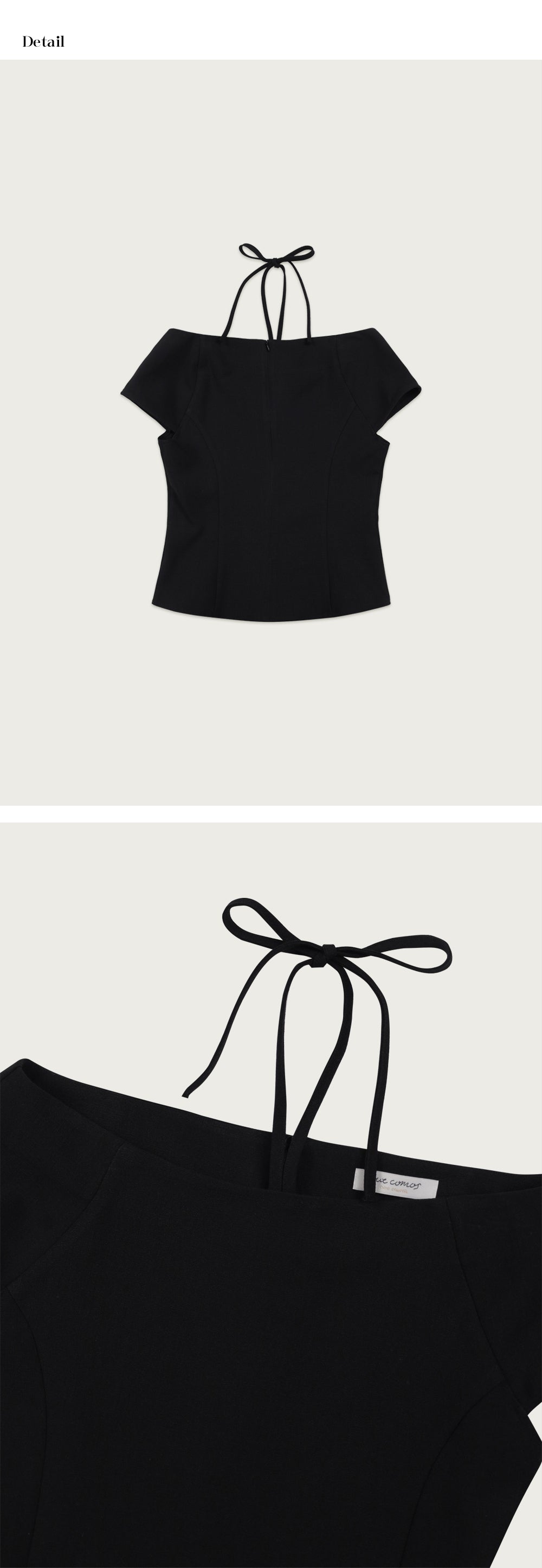 OURCOMOS comos 1179 boat neck ribbon blouse (black)