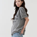 BUBBLPIECE [Unisex] 1970 Remember Crack Pigment T-shirt_Light Gray