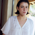 FRITUR Satin Ribbon Blouse White_F262BL02