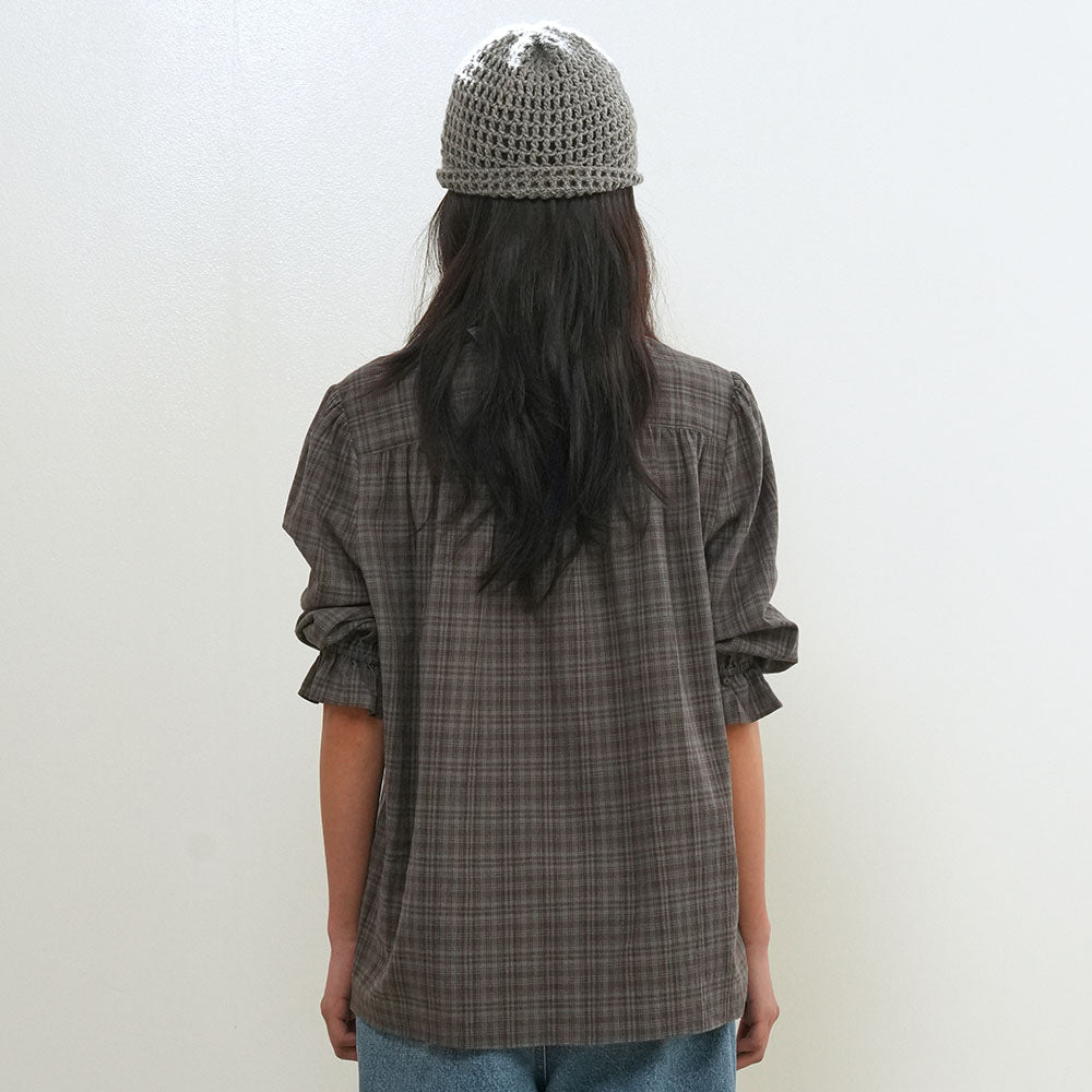 GENERAL IDEA WOMAN check frill blouse [ASH BROWN] / GF2LBL517