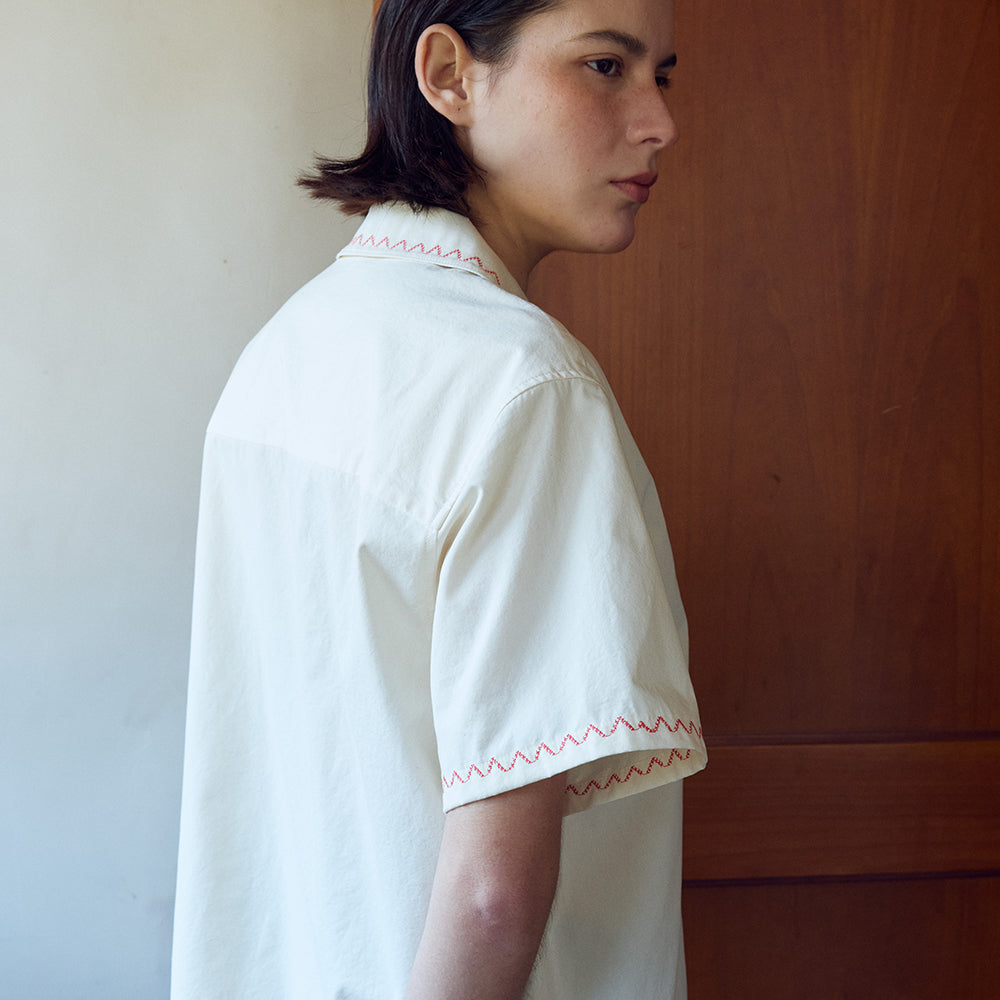 FRITUR Pocket Embroidered Shirt Ivory_F262SH02