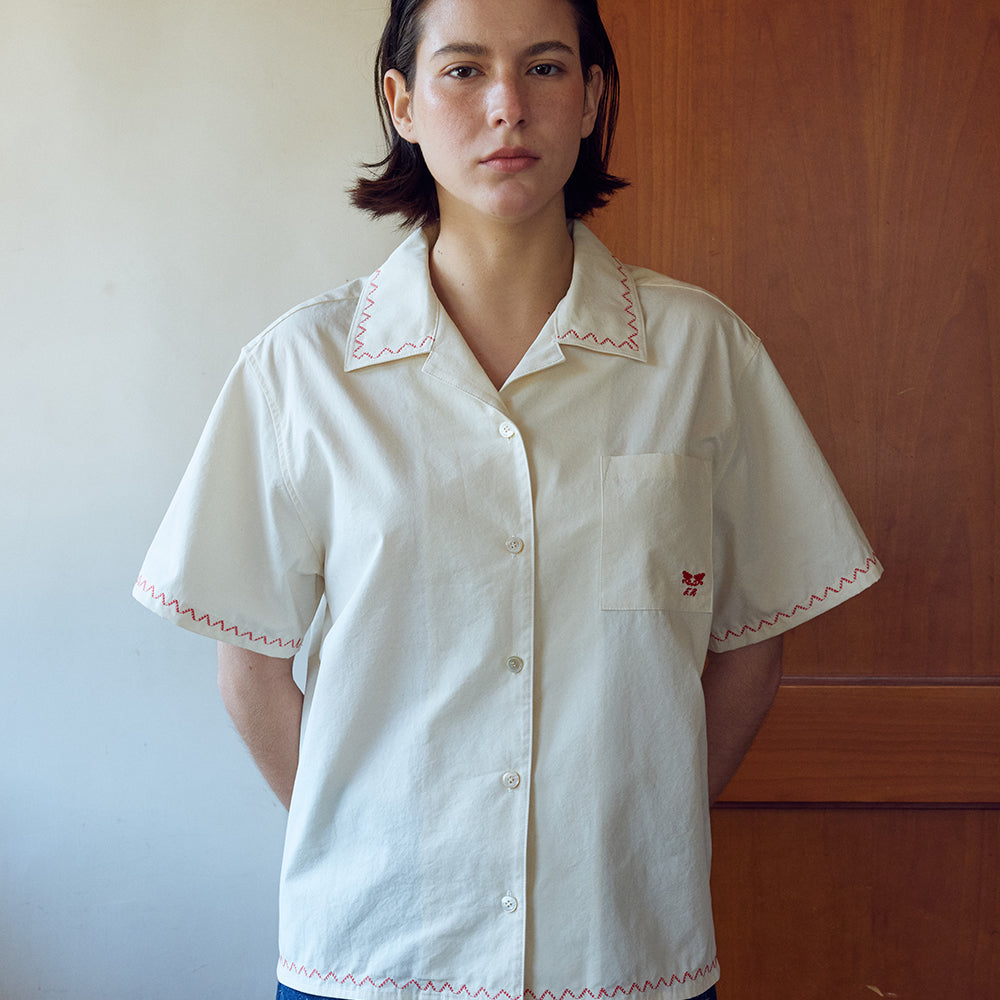 FRITUR Pocket Embroidered Shirt Ivory_F262SH02