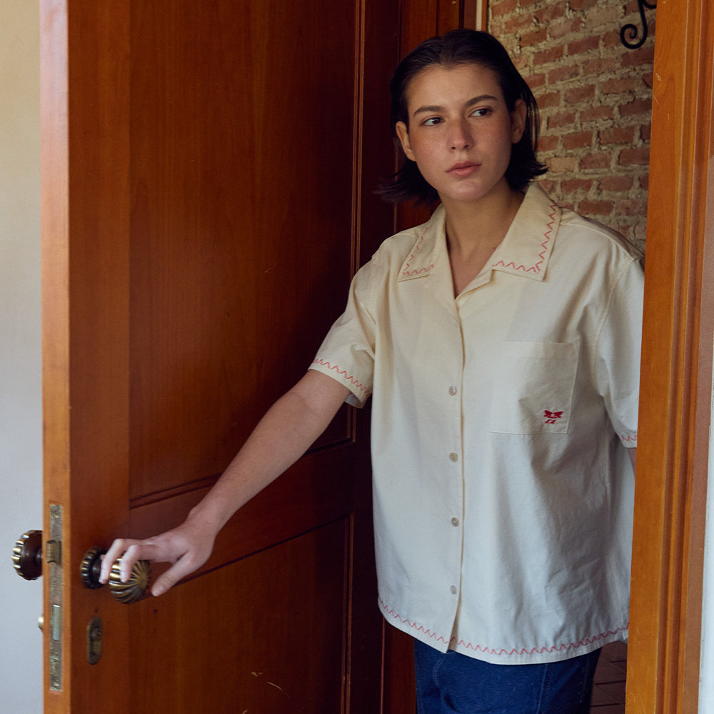 FRITUR Pocket Embroidered Shirt Ivory_F262SH02