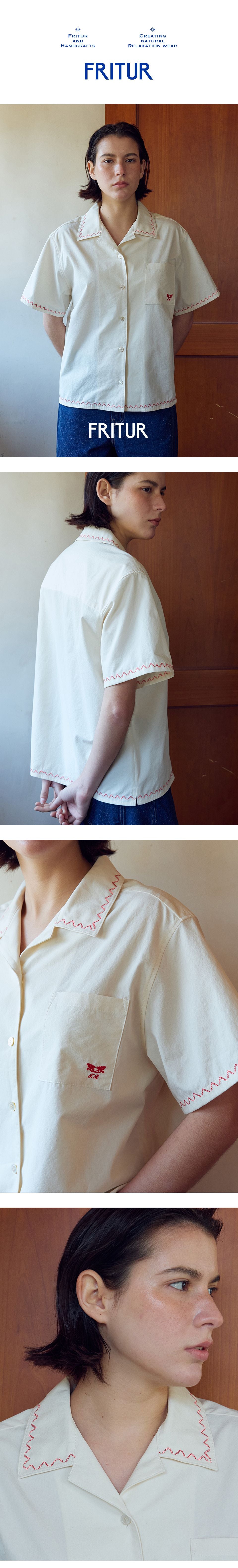 FRITUR Pocket Embroidered Shirt Ivory_F262SH02