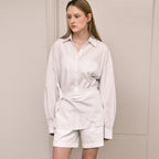 EMKM Scarf Striped Shirt_WHITE