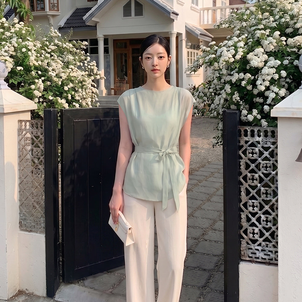 GIEMAR PINTUCK SLEEVELESS MINT Pintuck sleeveless mint