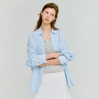 DEPOUND cloud oversized stripe shirts - sky blue