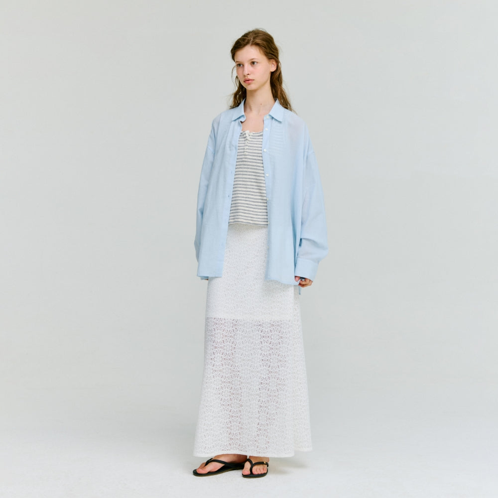 DEPOUND cloud oversized stripe shirts - sky blue