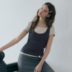 ROEM Layered short sleeve t-shirt RMHWG26YT4