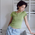 BAIE OUD Henley short-sleeve T-shirt_olive