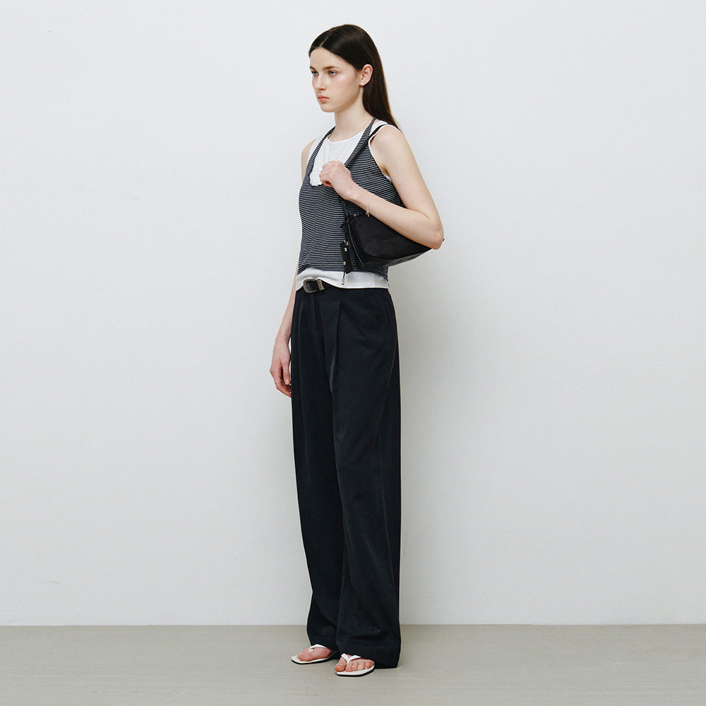 MONGDOL [SET] Halterneck layered sleeveless navy MDTS101NAVY