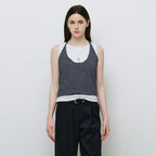 MONGDOL [SET] Halterneck layered sleeveless navy MDTS101NAVY