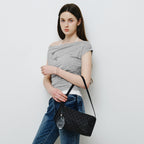 MONGDOL Flower graphic one shoulder t-shirt gray MDTS089GRAY
