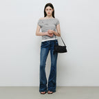 MONGDOL Flower graphic one shoulder t-shirt gray MDTS089GRAY