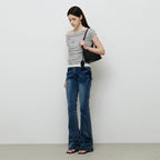 MONGDOL Flower graphic one shoulder t-shirt gray MDTS089GRAY