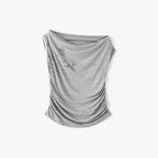 MONGDOL Flower graphic one shoulder t-shirt gray MDTS089GRAY