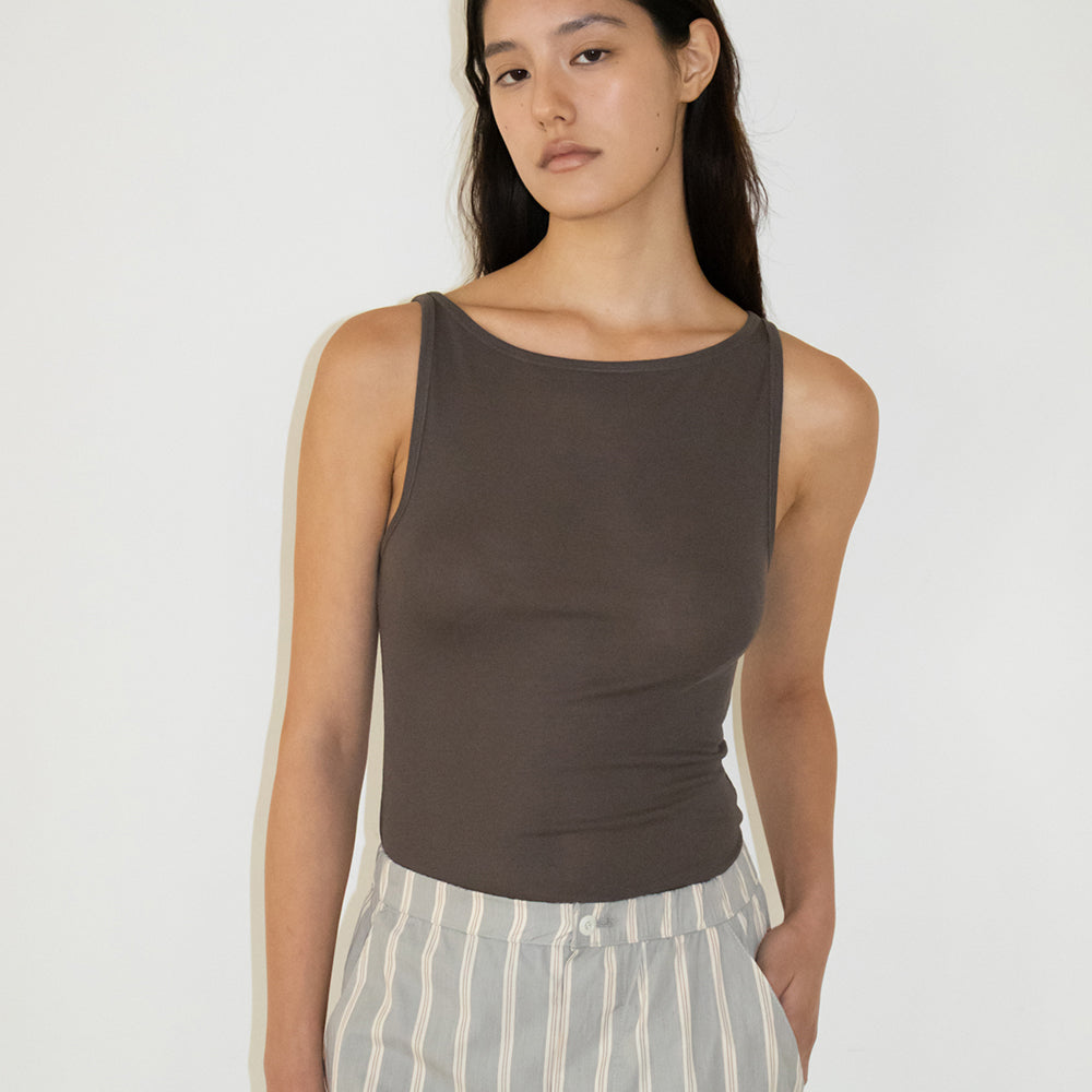 NCSSRY Boat Neck Sleeveless Top (Brown)