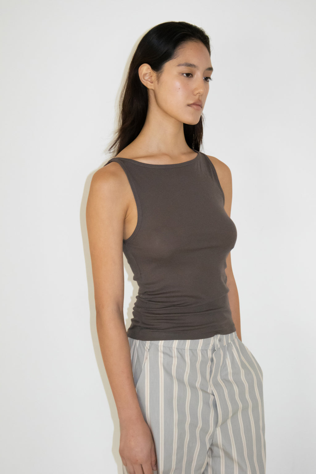 NCSSRY Boat Neck Sleeveless Top (Brown)