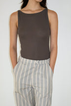 NCSSRY Boat Neck Sleeveless Top (Brown)