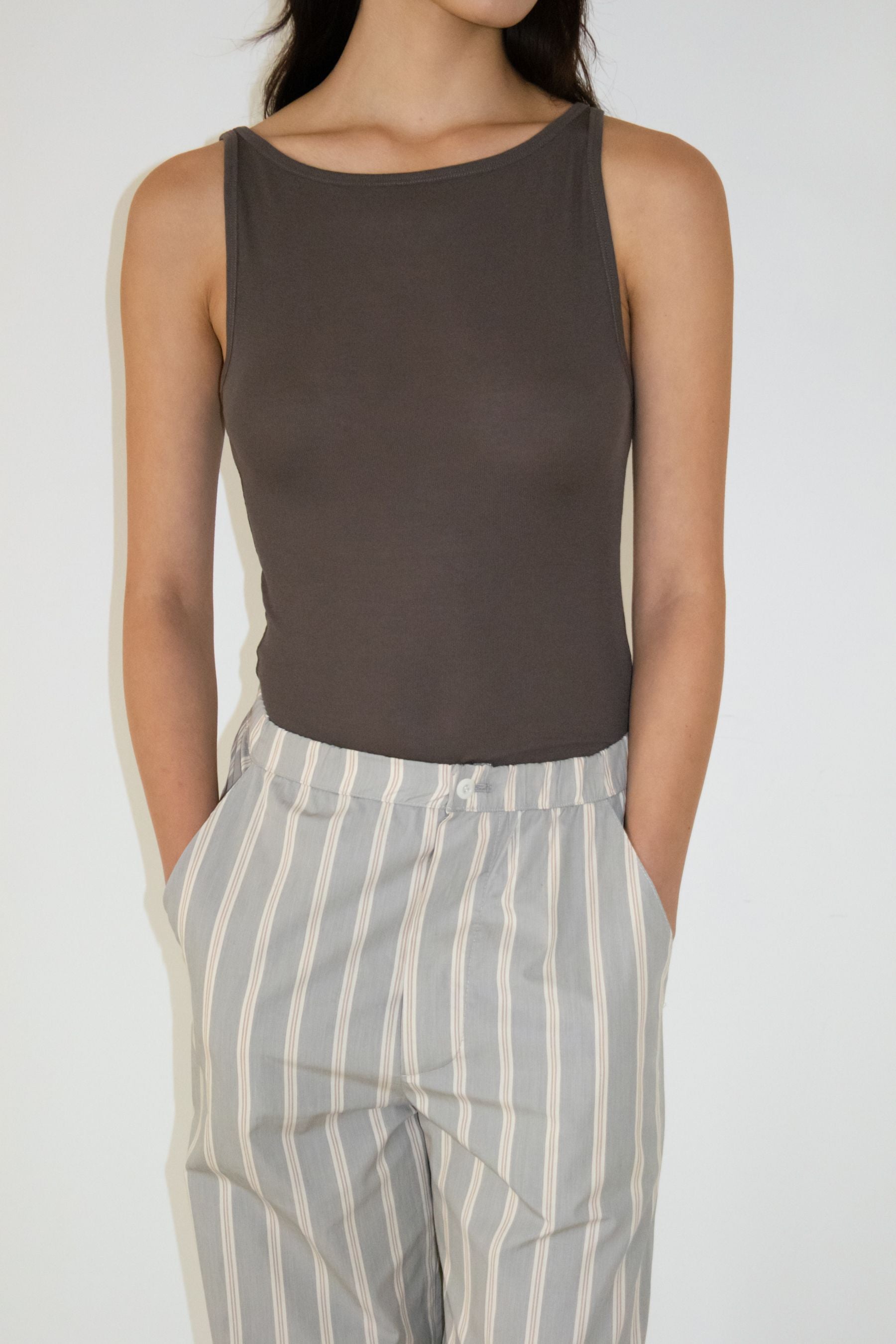 NCSSRY Boat Neck Sleeveless Top (Brown)