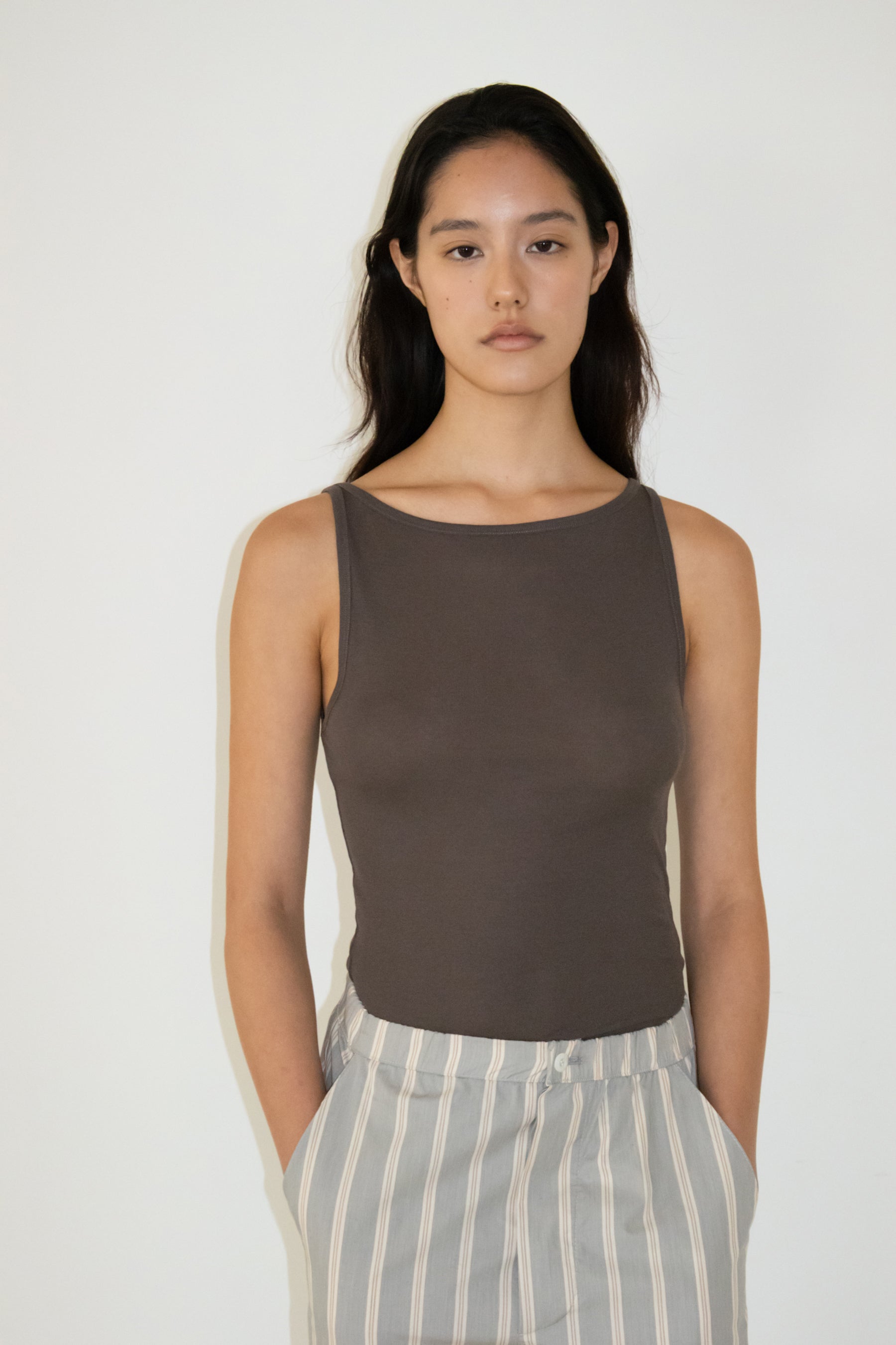 NCSSRY Boat Neck Sleeveless Top (Brown)