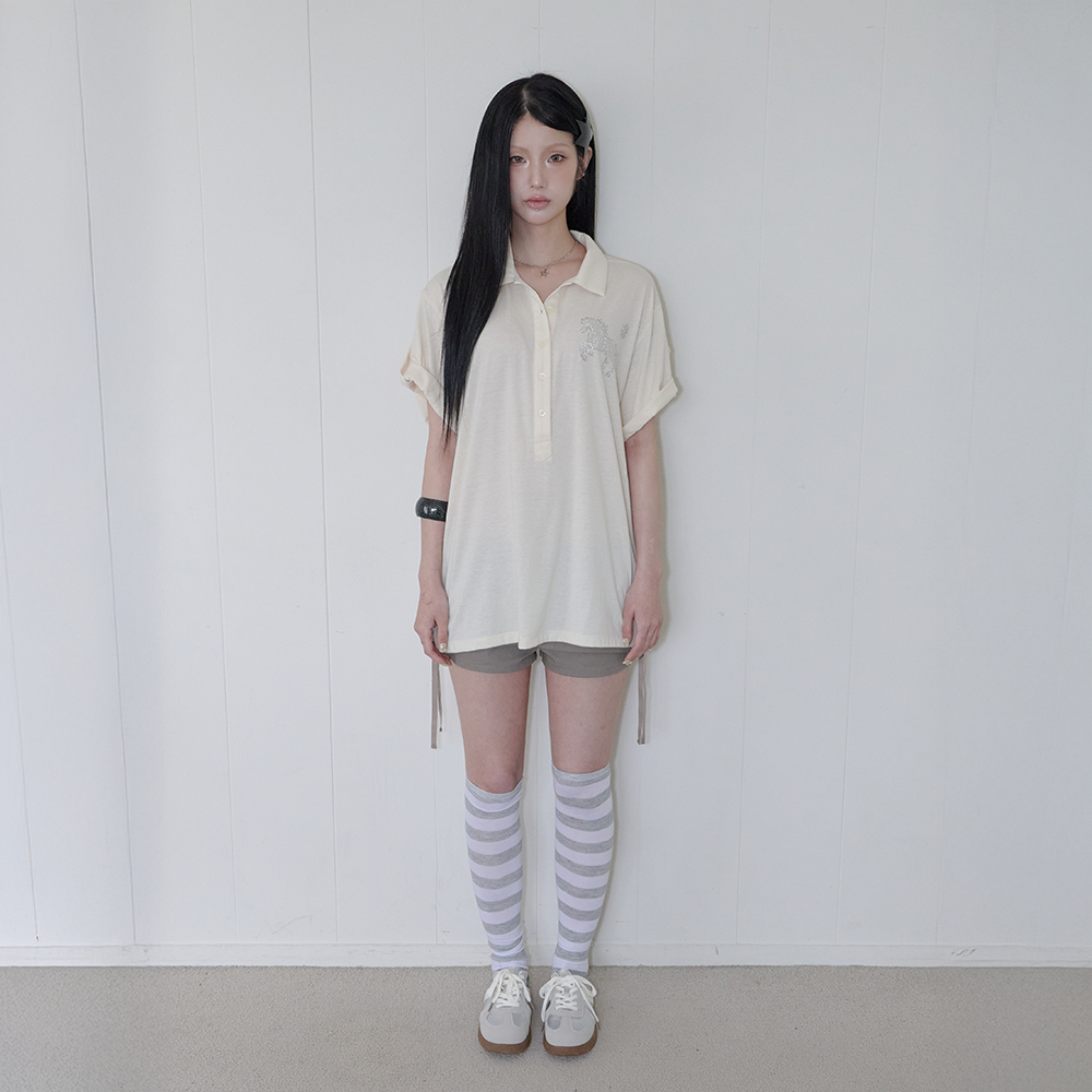 41PRAY Horse Summer Polo Shirt / Yellow