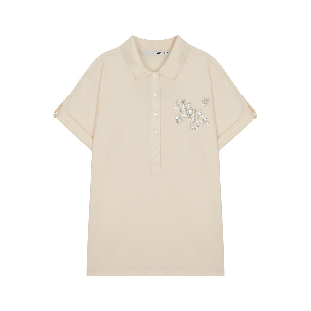 41PRAY Horse Summer Polo Shirt / Yellow