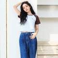Lee Women's Raglan Crop T-Shirt Light Blue