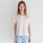 NONLOCAL Ellie Lace Pintuck Blouse - Light Pink