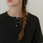 THE MITTEN [6th] Button half t-shirt (black)