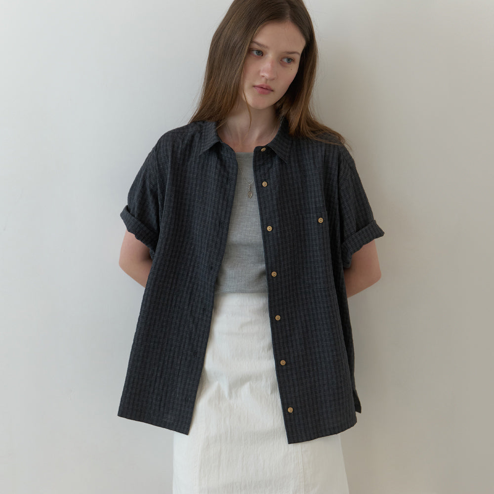 THE MITTEN Linden half shirt (moody check)