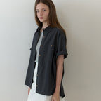 THE MITTEN Linden half shirt (moody check)